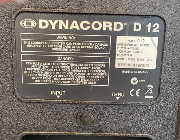 2 x Dynacord D12 12" 2-Wege Box 300Watt
